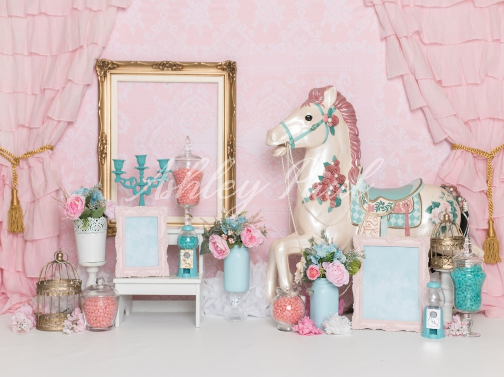 Kate Girl Room Pink Curtains Backdrop Designed by Ashley Paul - Kate Backdrop AU