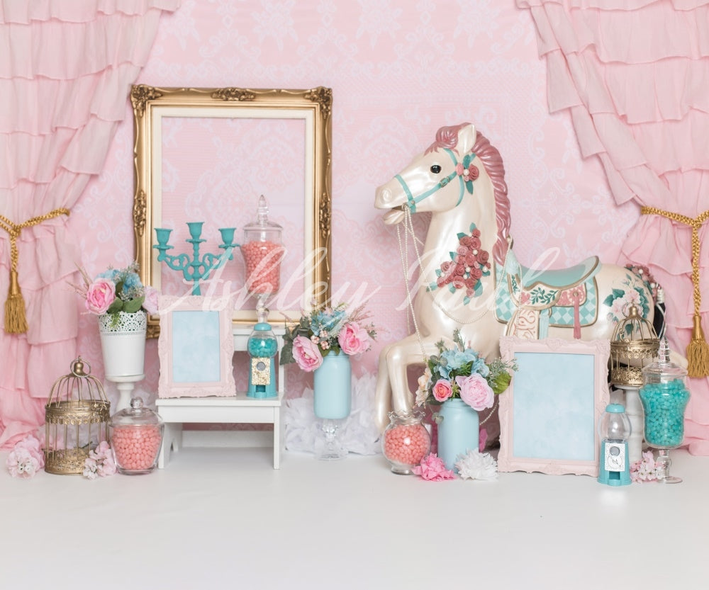 Kate Girl Room Pink Curtains Backdrop Designed by Ashley Paul - Kate Backdrop AU