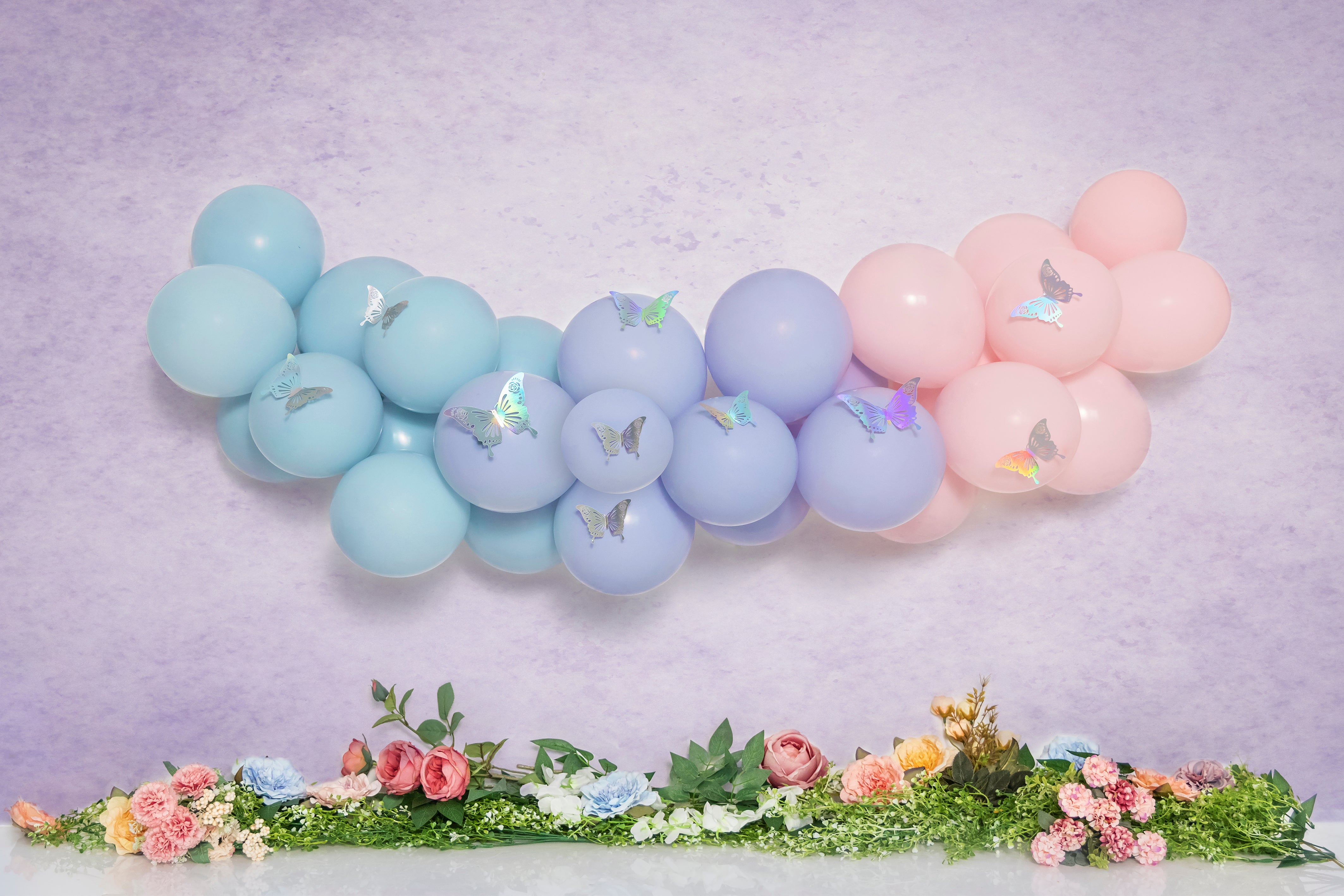 Kate Spring Balloon Butterfly Backdrop Cake Smash for Photography - Kate Backdrop AU