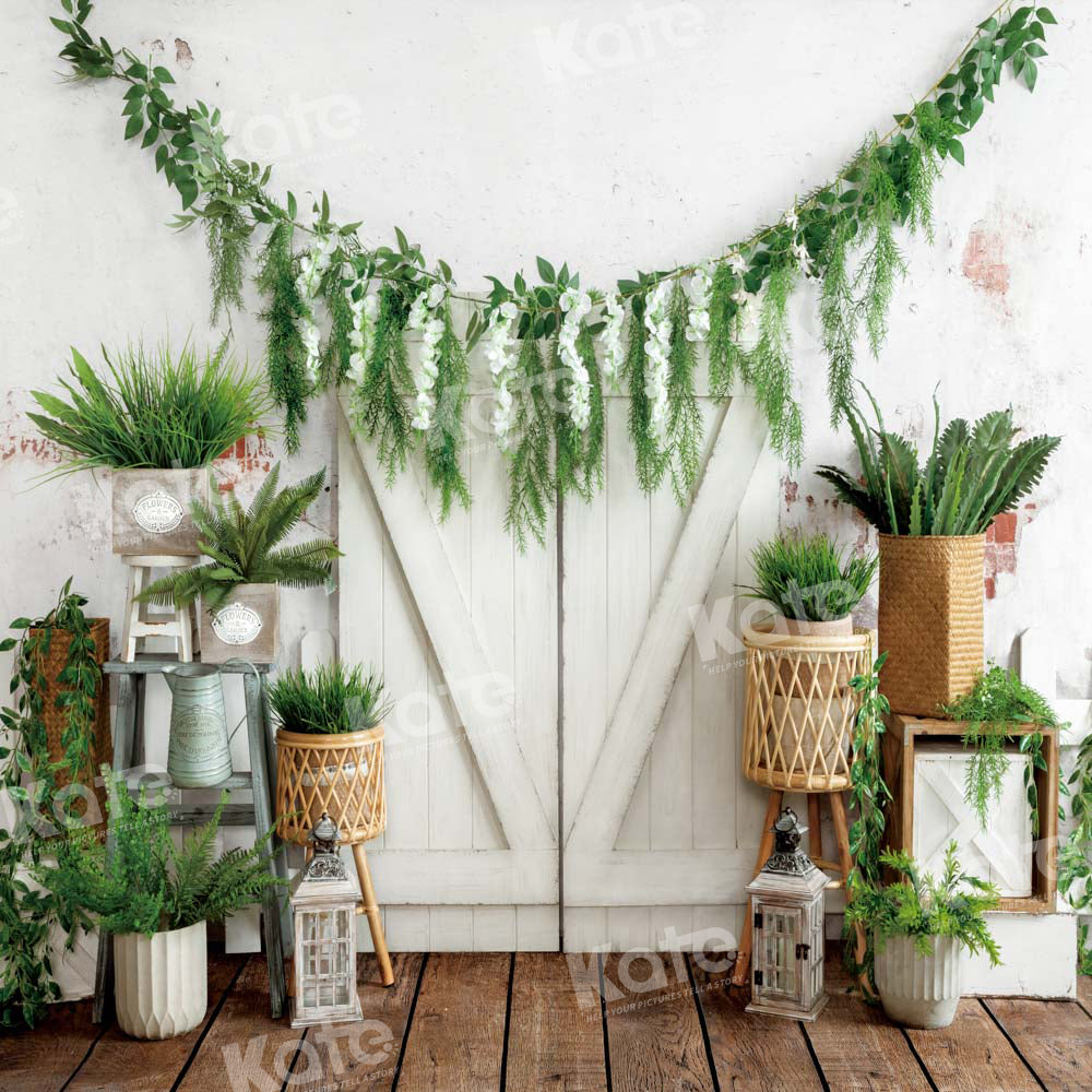 Kate Spring Easter Backdrop Green Plants Door Designed by Emetselch - Kate Backdrop AU