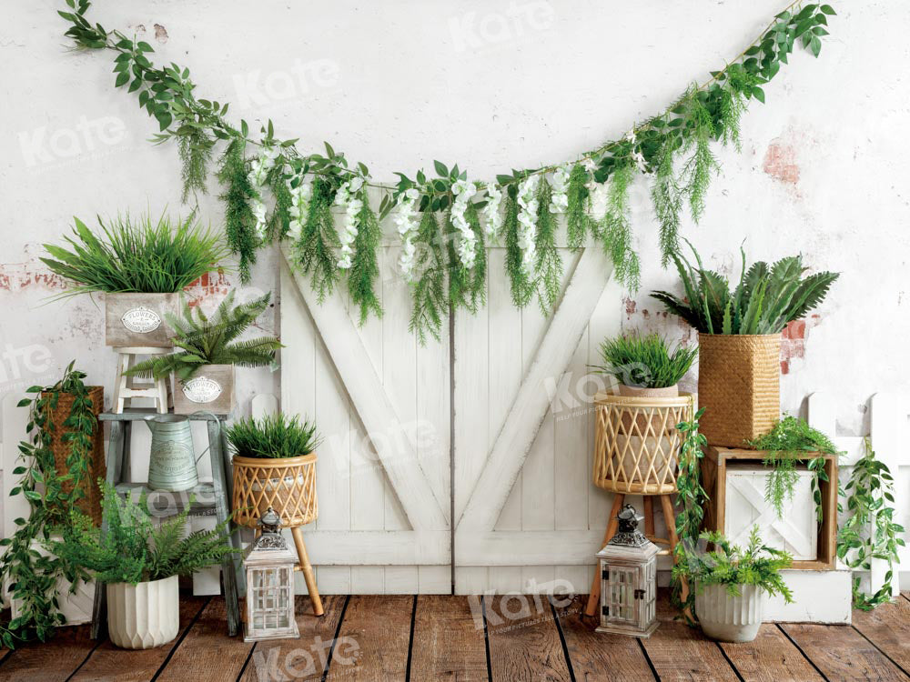 Kate Spring Easter Backdrop Green Plants Door Designed by Emetselch - Kate Backdrop AU