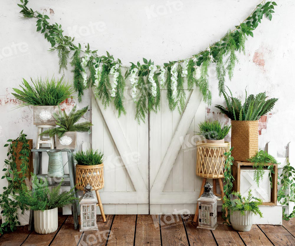 Kate Spring Easter Backdrop Green Plants Door Designed by Emetselch - Kate Backdrop AU