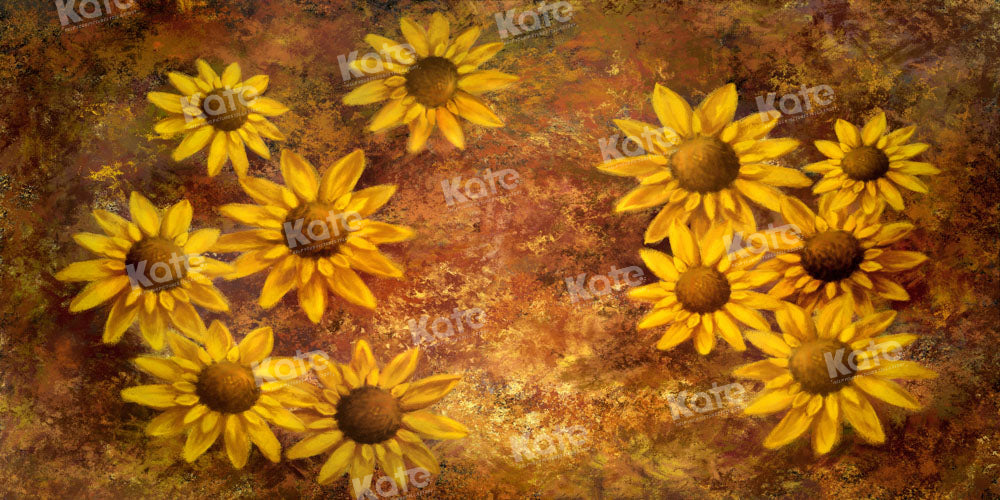 Kate Hand Drawn Sunflower Backdrop Retro Designed by GQ - Kate Backdrop AU