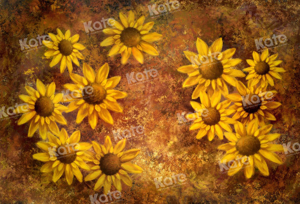 Kate Hand Drawn Sunflower Backdrop Retro Designed by GQ - Kate Backdrop AU