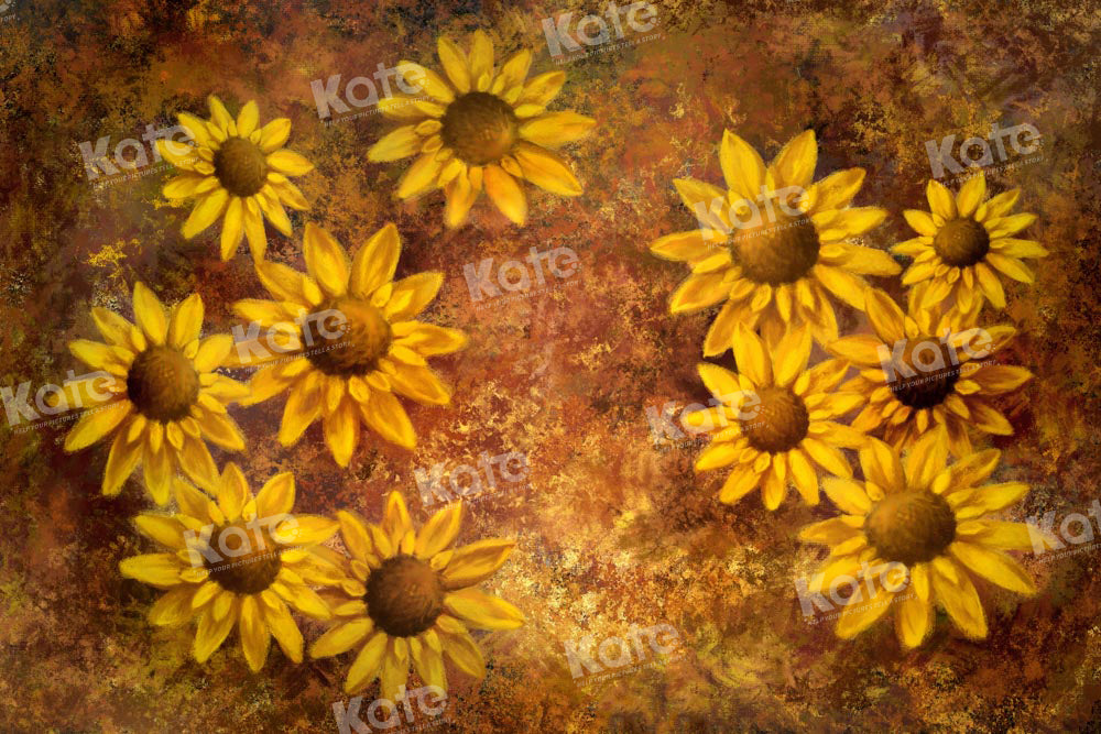 Kate Hand Drawn Sunflower Backdrop Retro Designed by GQ - Kate Backdrop AU