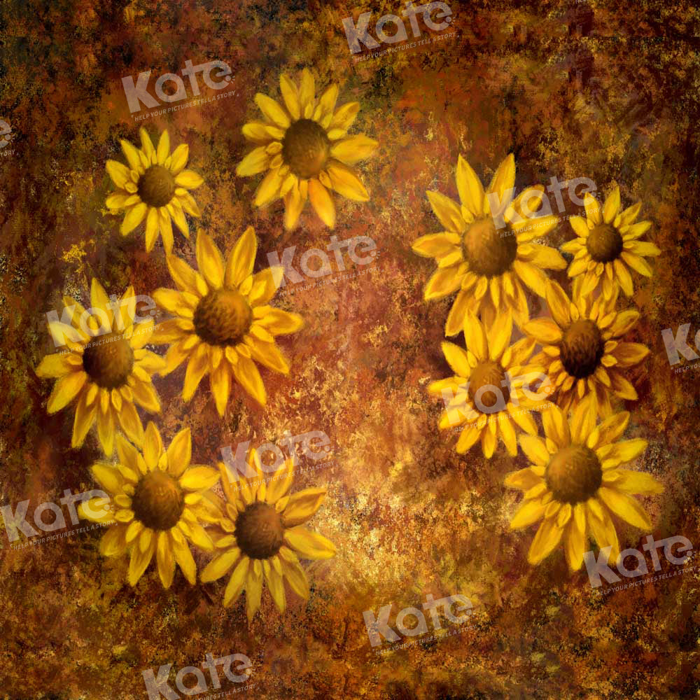 Kate Hand Drawn Sunflower Backdrop Retro Designed by GQ - Kate Backdrop AU