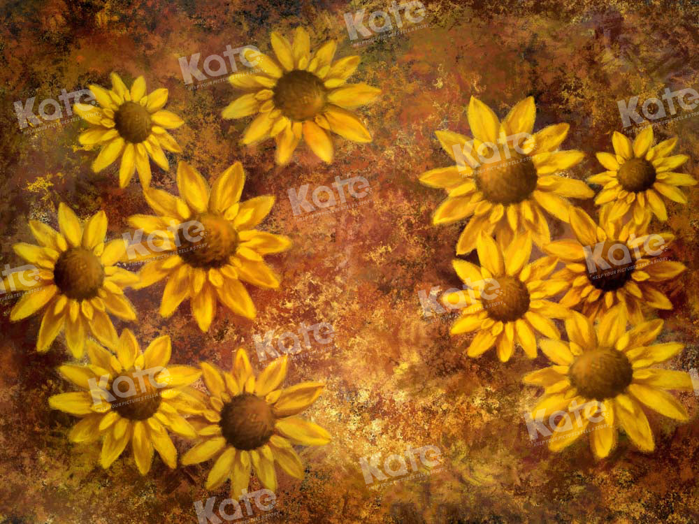 Kate Hand Drawn Sunflower Backdrop Retro Designed by GQ - Kate Backdrop AU
