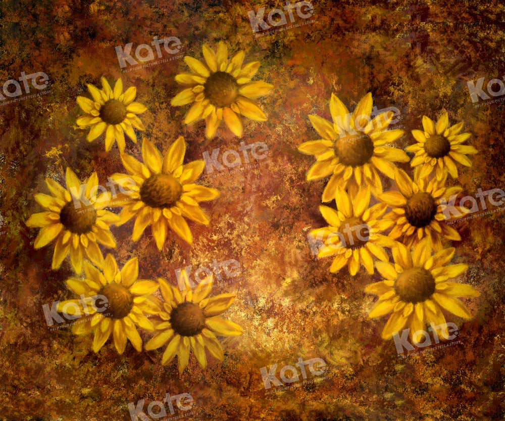Kate Hand Drawn Sunflower Backdrop Retro Designed by GQ - Kate Backdrop AU