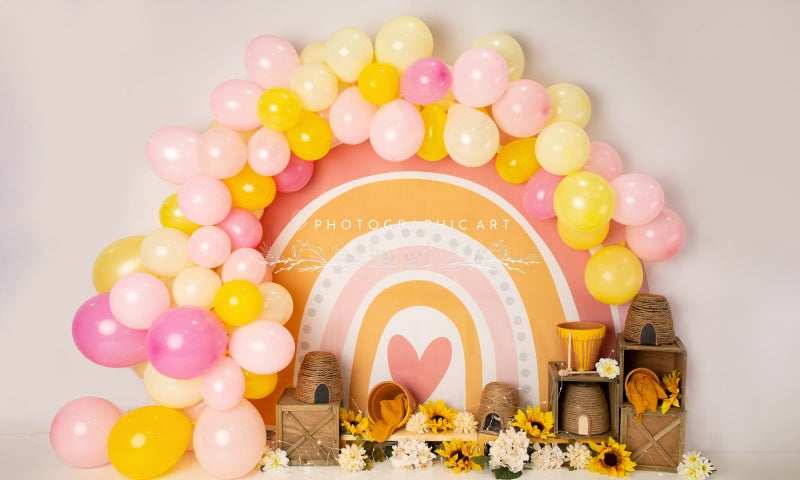 Kate Honey Rainbow Balloons Backdrop for Photography Designed by Jenna Onyia - Kate Backdrop AU