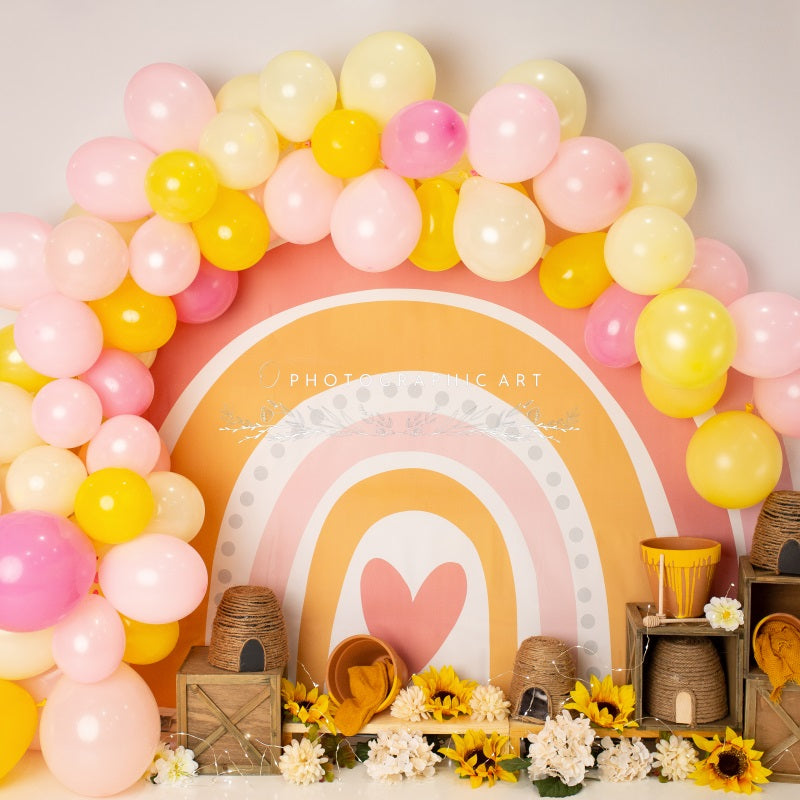 Kate Honey Rainbow Balloons Backdrop for Photography Designed by Jenna Onyia - Kate Backdrop AU