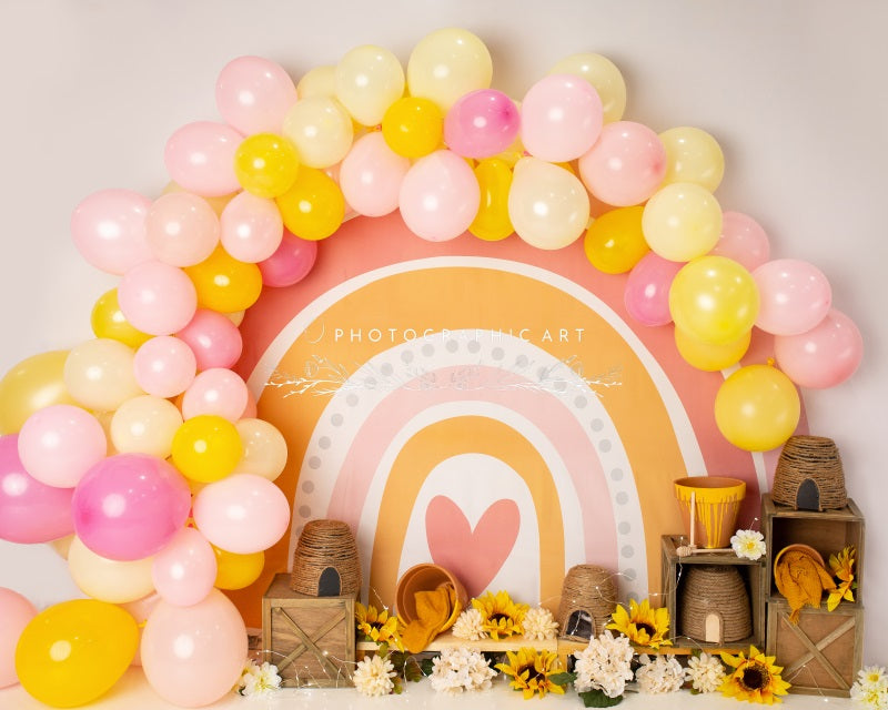 Kate Honey Rainbow Balloons Backdrop for Photography Designed by Jenna Onyia - Kate Backdrop AU