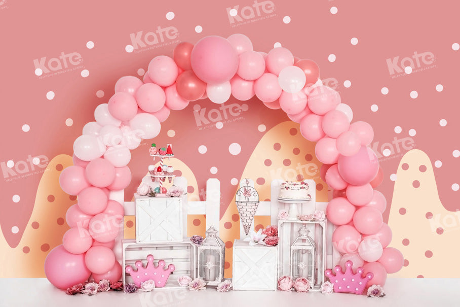Kate Dessert Pink Balloon Backdrop Birthday Cake Smash Designed by Emetselch - Kate Backdrop AU