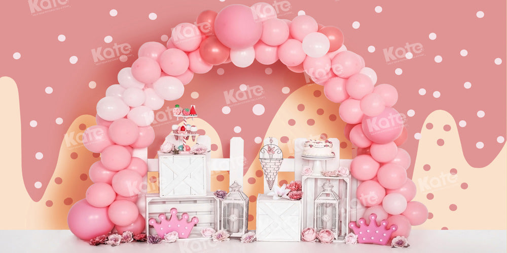 Kate Dessert Pink Balloon Backdrop Birthday Cake Smash Designed by Emetselch - Kate Backdrop AU