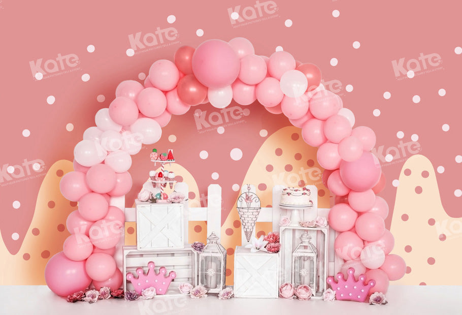 Kate Dessert Pink Balloon Backdrop Birthday Cake Smash Designed by Emetselch - Kate Backdrop AU