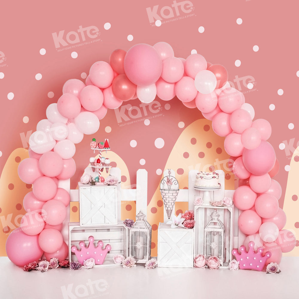 Kate Dessert Pink Balloon Backdrop Birthday Cake Smash Designed by Emetselch - Kate Backdrop AU