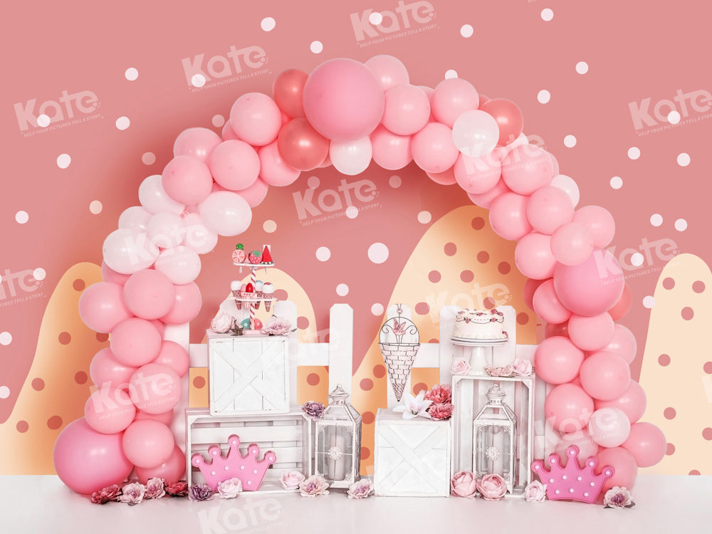 Kate Dessert Pink Balloon Backdrop Birthday Cake Smash Designed by Emetselch - Kate Backdrop AU