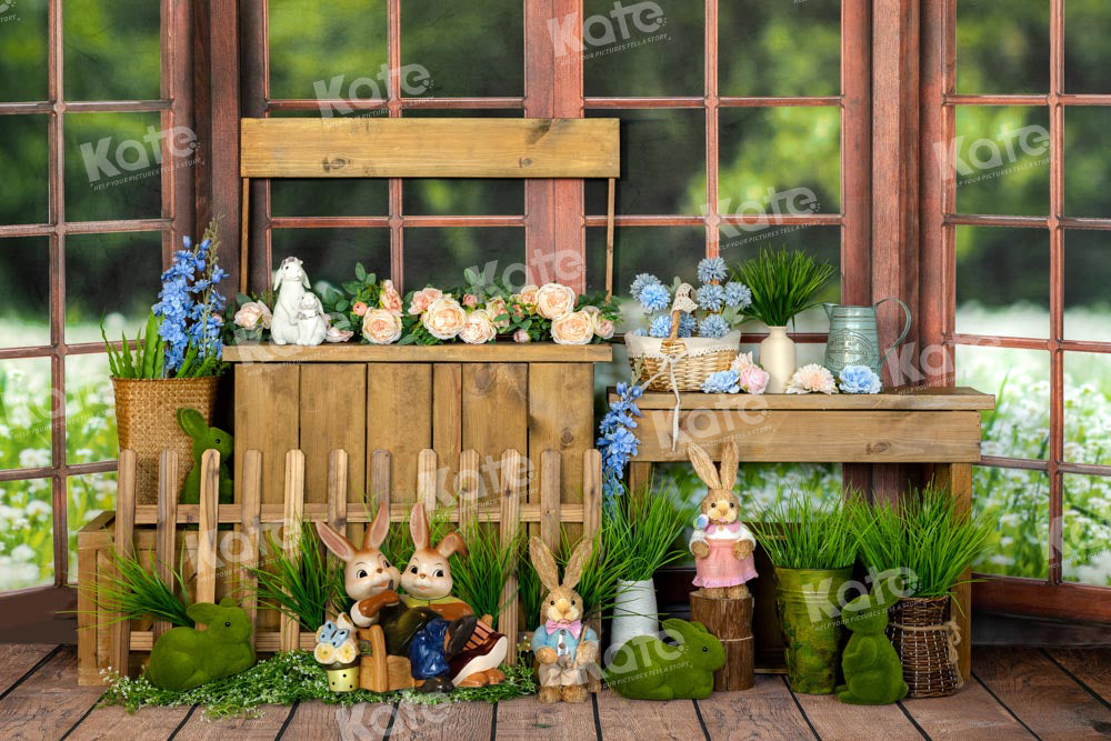Kate Spring Backdrop Easter Bunny Window Designed by Emetselch - Kate Backdrop AU