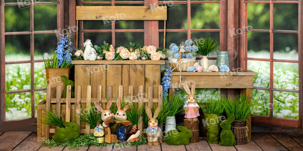 Kate Spring Backdrop Easter Bunny Window Designed by Emetselch - Kate Backdrop AU