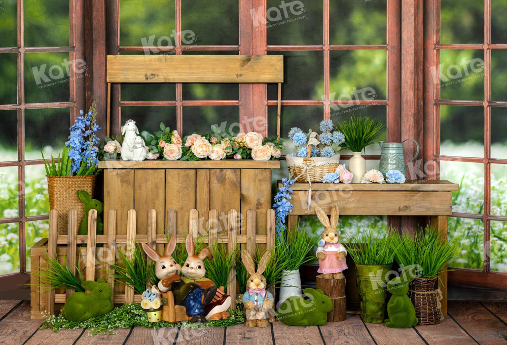 Kate Spring Backdrop Easter Bunny Window Designed by Emetselch - Kate Backdrop AU