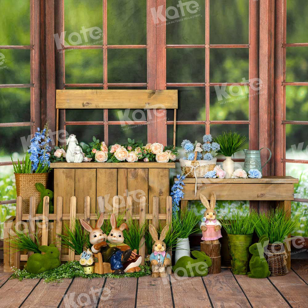 Kate Spring Backdrop Easter Bunny Window Designed by Emetselch - Kate Backdrop AU