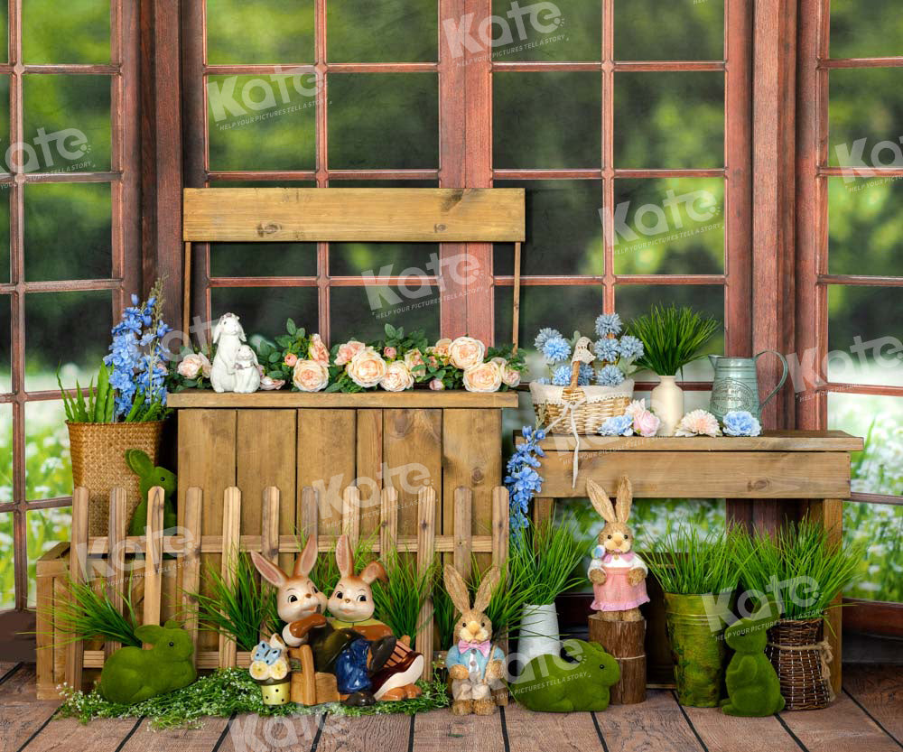 Kate Spring Backdrop Easter Bunny Window Designed by Emetselch - Kate Backdrop AU