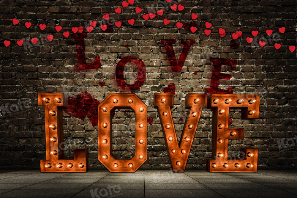 Kate Valentine's Day Backdrop Brick Wall Love for Photography - Kate Backdrop AU
