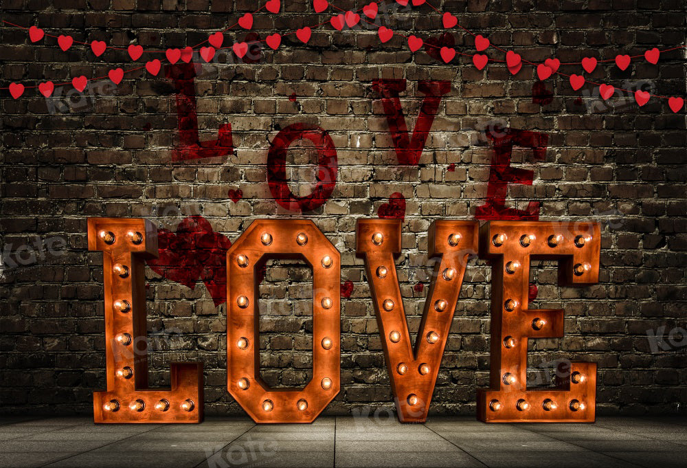Kate Valentine's Day Backdrop Brick Wall Love for Photography - Kate Backdrop AU