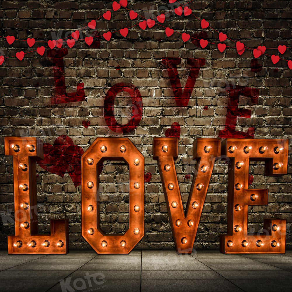 Kate Valentine's Day Backdrop Brick Wall Love for Photography - Kate Backdrop AU