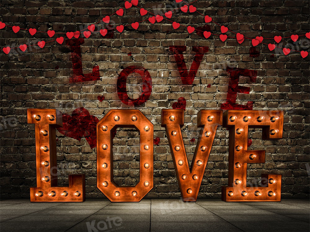 Kate Valentine's Day Backdrop Brick Wall Love for Photography - Kate Backdrop AU