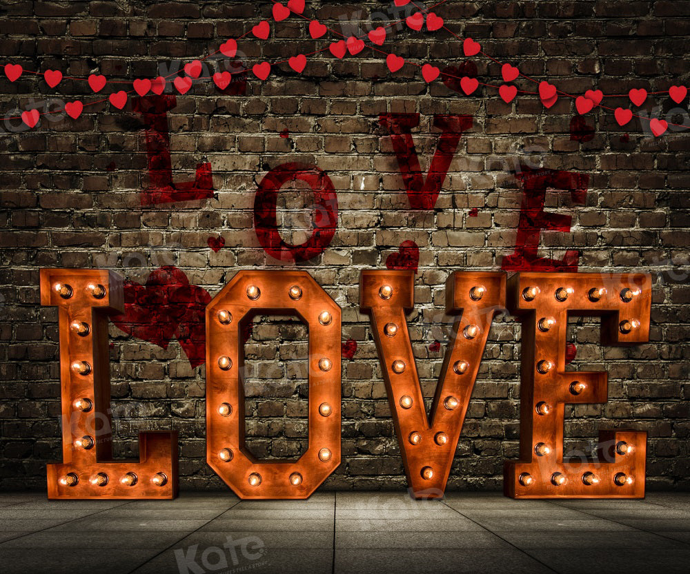 Kate Valentine's Day Backdrop Brick Wall Love for Photography - Kate Backdrop AU
