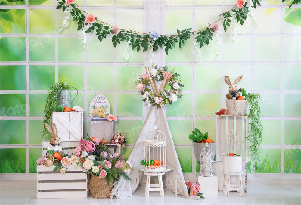 Kate Easter Warm Spring Floral Bunny Backdrop for Photography - Kate Backdrop AU