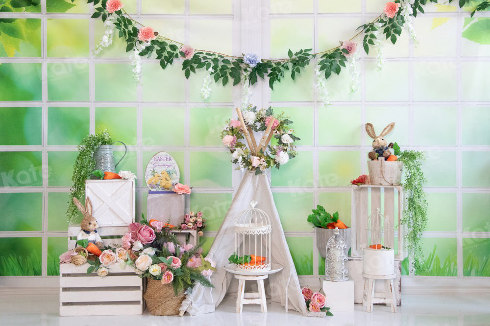 Kate Easter Warm Spring Floral Bunny Backdrop for Photography - Kate Backdrop AU