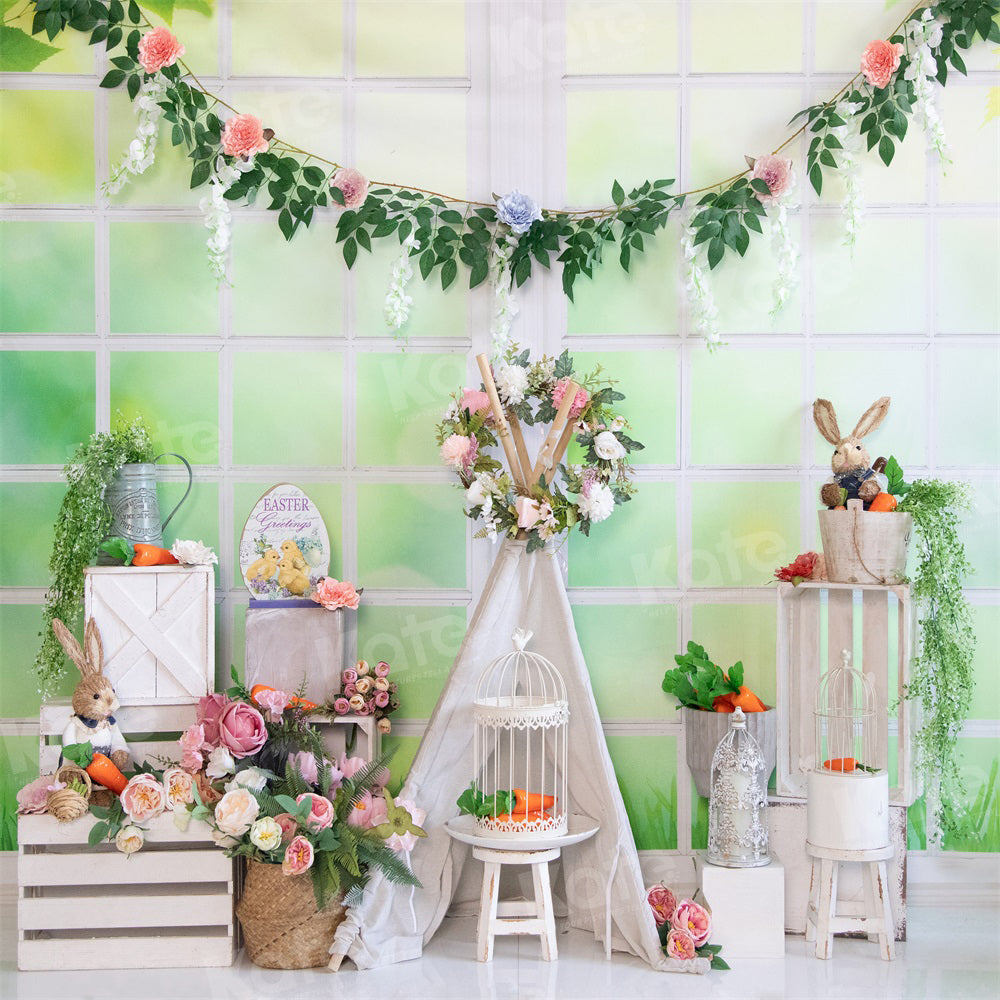 Kate Easter Warm Spring Floral Bunny Backdrop for Photography - Kate Backdrop AU