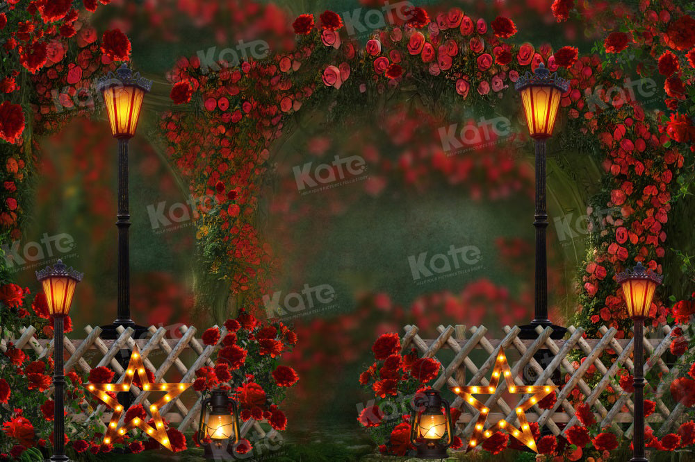 Kate Valentine's Day Backdrop Rose Garden Arch for Photography - Kate Backdrop AU