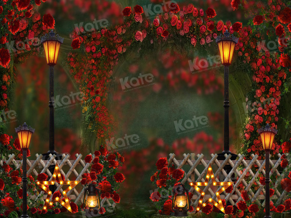 Kate Valentine's Day Backdrop Rose Garden Arch for Photography - Kate Backdrop AU