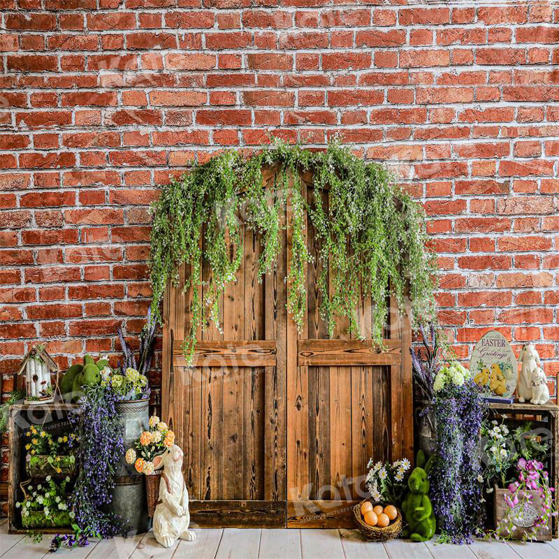 Kate Spring/Easter Barn Door Backdrop Brick Wall for Photography - Kate Backdrop AU