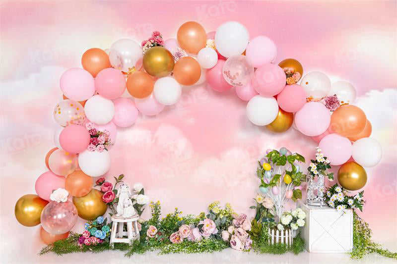 Kate Easter Balloons Pink Backdrop Flower for Photography - Kate Backdrop AU
