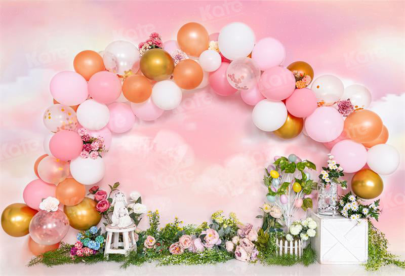 Kate Easter Balloons Pink Backdrop Flower for Photography - Kate Backdrop AU
