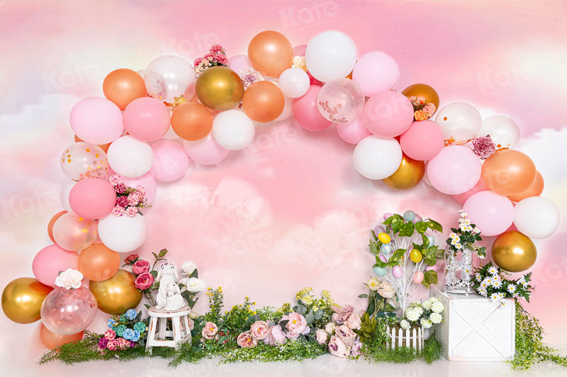 Kate Easter Balloons Pink Backdrop Flower for Photography - Kate Backdrop AU