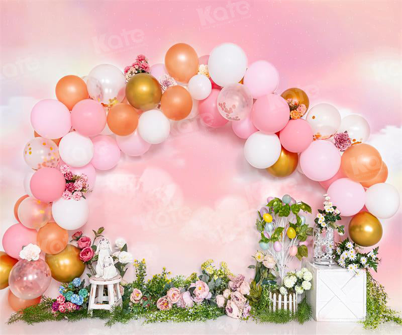 Kate Easter Balloons Pink Backdrop Flower for Photography - Kate Backdrop AU