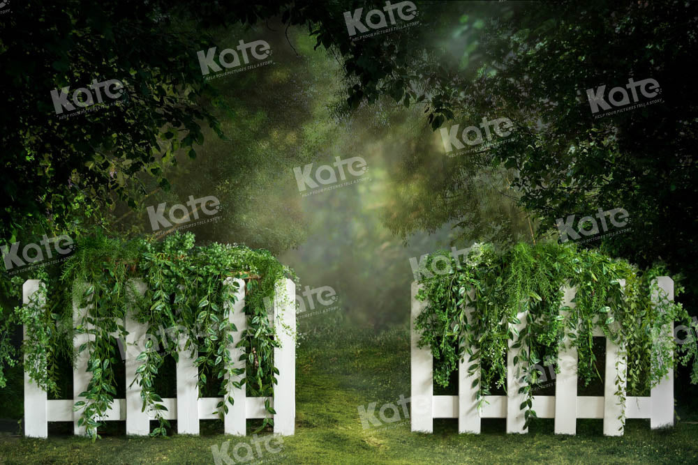 Kate Spring Green Fence Backdrop Designed by Emetselch - Kate Backdrop AU