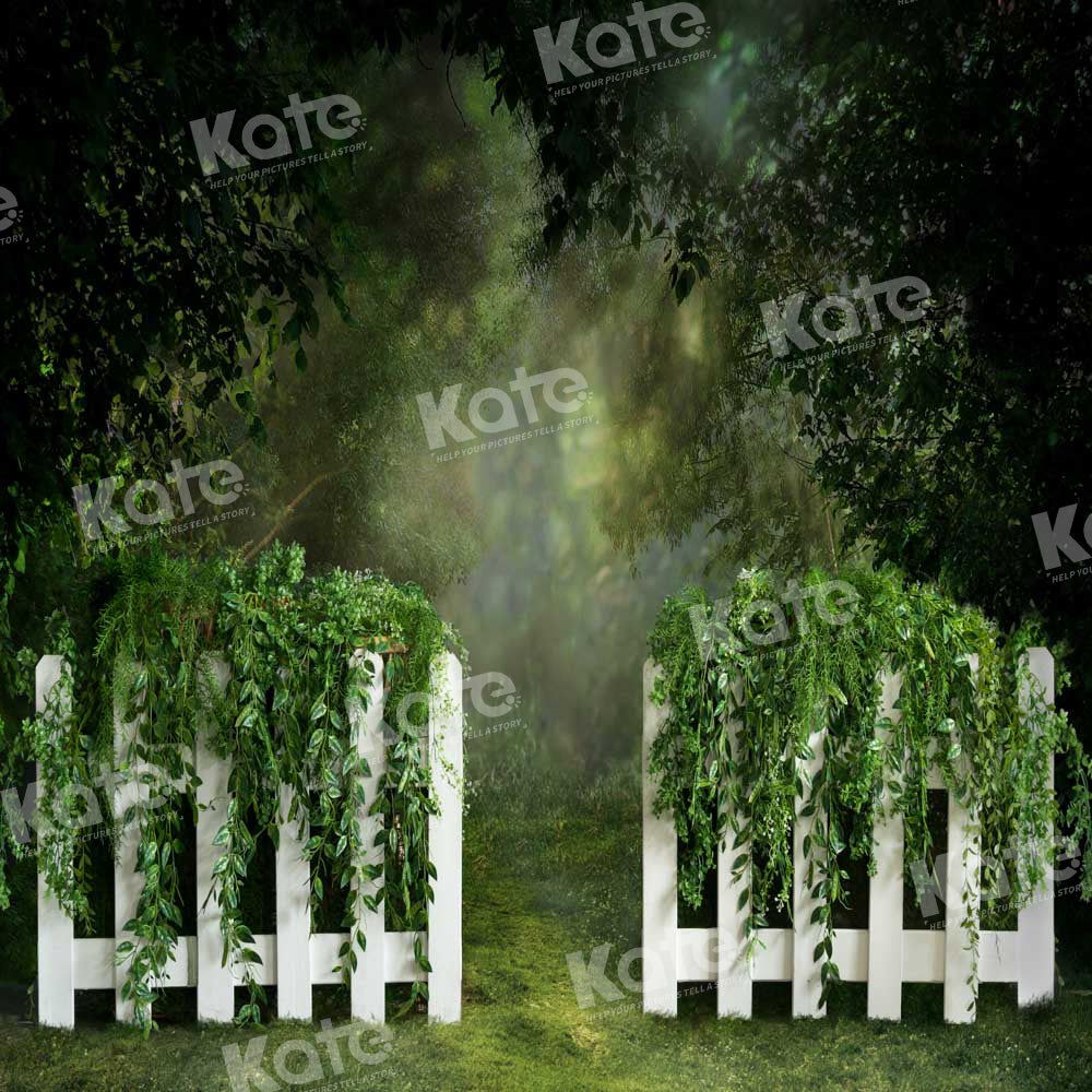 Kate Spring Green Fence Backdrop Designed by Emetselch - Kate Backdrop AU