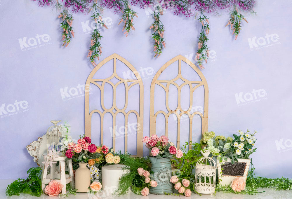Kate Purple Spring Backdrop Flower Cake Smash Designed by Emetselch - Kate Backdrop AU