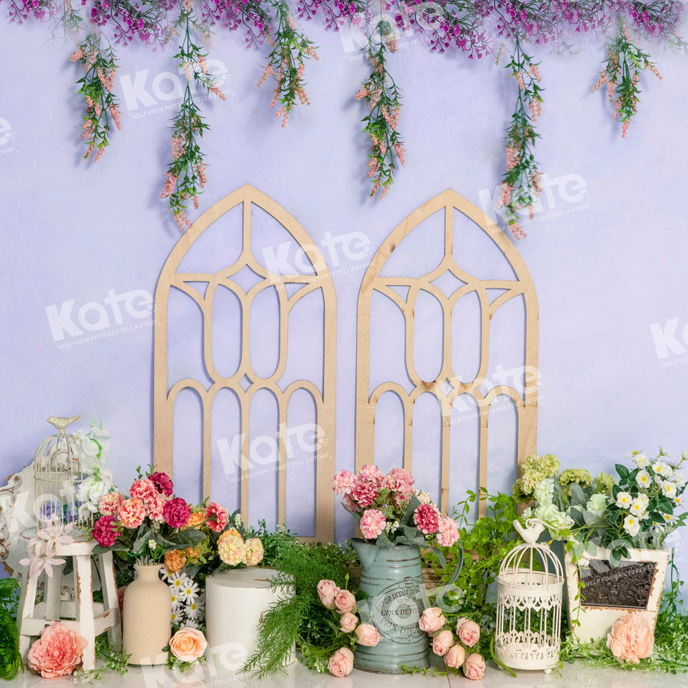 Kate Purple Spring Backdrop Flower Cake Smash Designed by Emetselch - Kate Backdrop AU