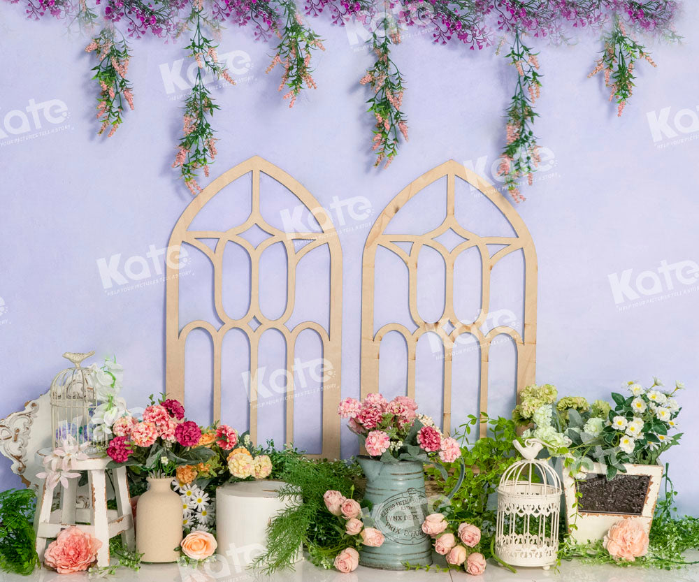 Kate Purple Spring Backdrop Flower Cake Smash Designed by Emetselch - Kate Backdrop AU