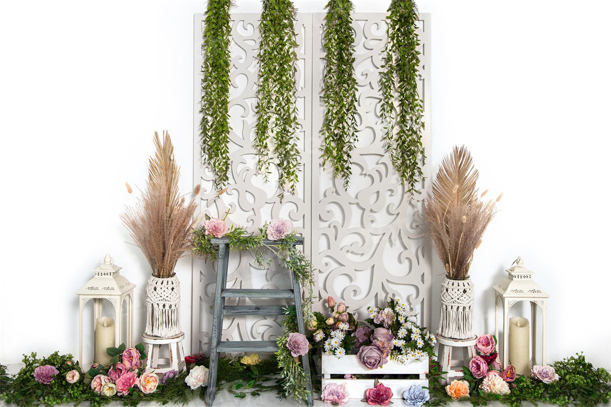 Kate Spring Boho Flower Backdrop Green Plants for Photography - Kate Backdrop AU