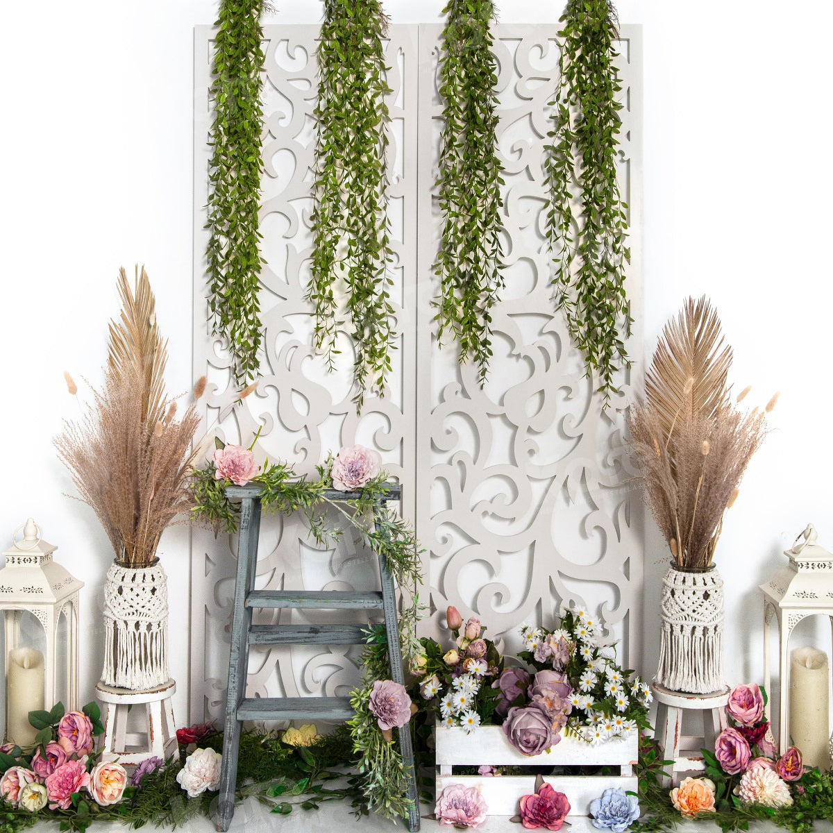 Kate Spring Boho Flower Backdrop Green Plants for Photography - Kate Backdrop AU