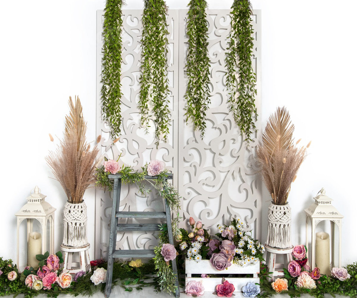 Kate Spring Boho Flower Backdrop Green Plants for Photography - Kate Backdrop AU