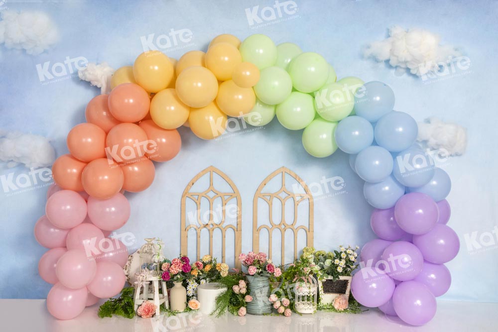 Kate Balloon Garden Backdrop Sky Cake Smash Designed by Emetselch - Kate Backdrop AU