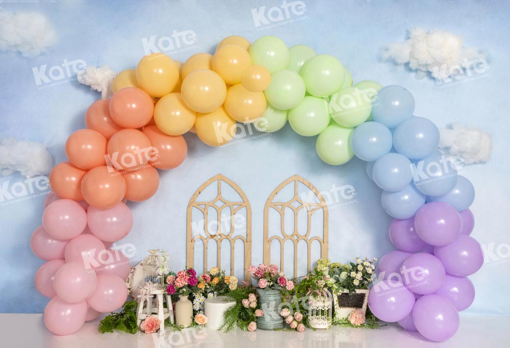 Kate Balloon Garden Backdrop Sky Cake Smash Designed by Emetselch - Kate Backdrop AU